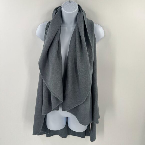 Look by M New York Gray Cozy Shawl Vest OS Drape Sweater Wrap Layering Lounge - Picture 10 of 10